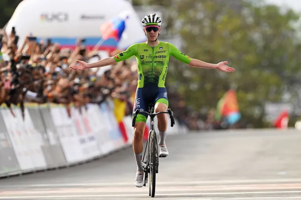 Tadej Pogačar (Slovenia) wins back-to-back road race title (Image credit: Getty Images)